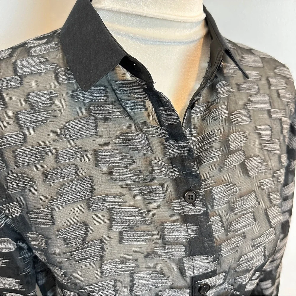 Lafayette 148 Stunning Sheer Jacquard Silk Wool Blend Belted Jacket Beautiful